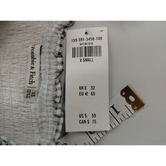 Abercrombie & Fitch Womens XS Gingham Romper Black & White Cotton Blend - Picture 3 of 12